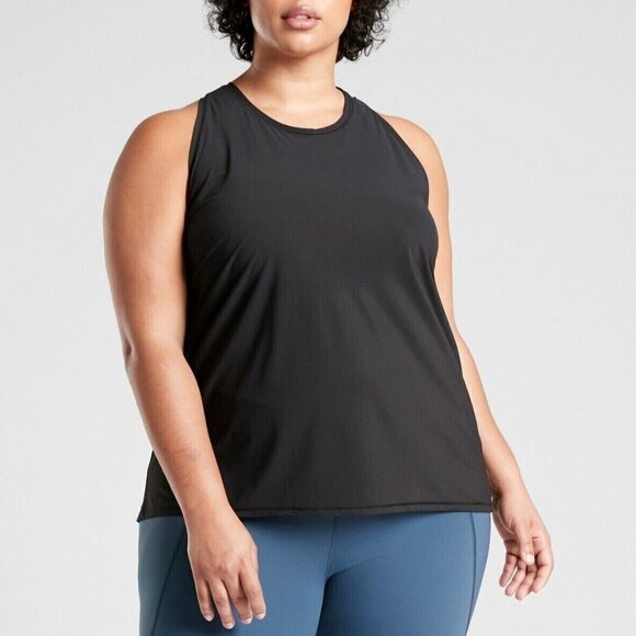 Athleta Tops - Athleta Ultimate Train Tank Top Size 2X Black Racerback High Neck Lightweight